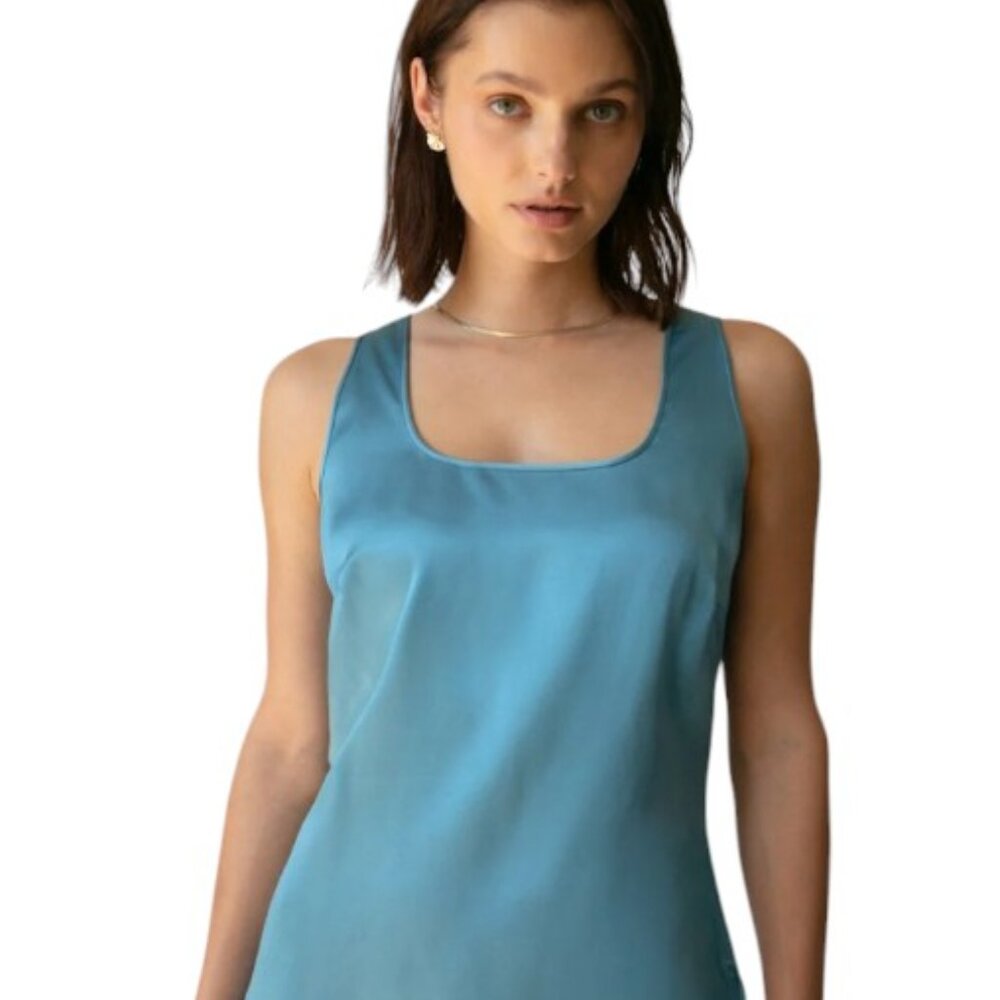RAVELLA NWOT Silk Washable Tank.  Teal/Riviera Blue "Fiora" -  Small / 4